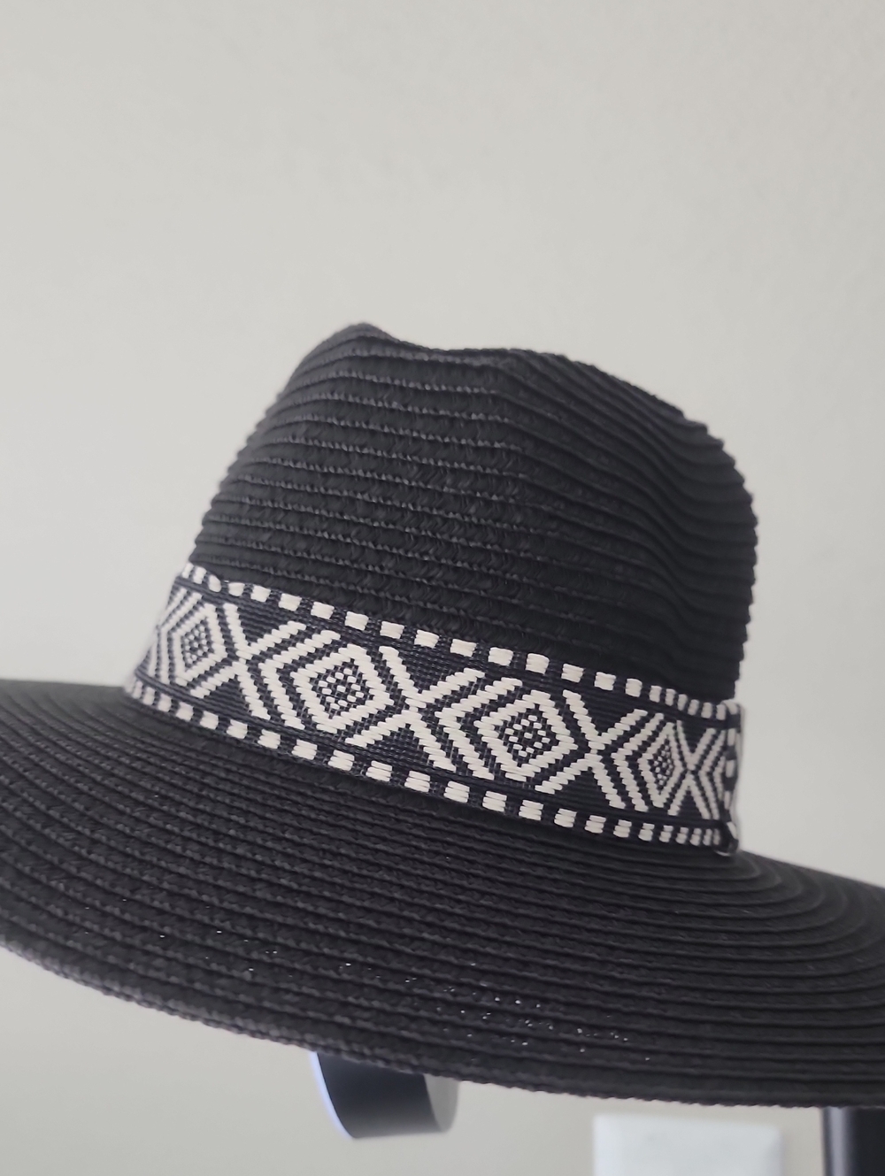 Do everything in love Black Fedora Hat with White Geometric Band